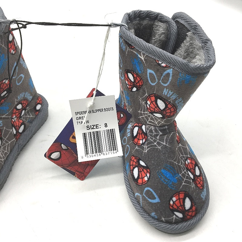 Marvel Spiderman Grey Gumboot & Soft Slipper Bootie Pack Kids Size 8 NEW