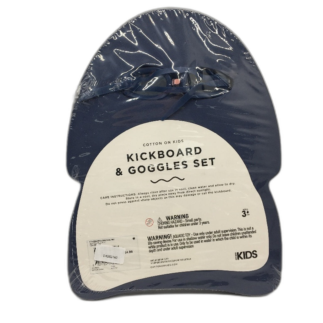 Cotton on Kids Navy Blue Dinosaur Kickboard & Goggle Set Ages 3+ NEW