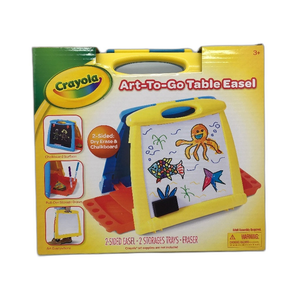 Crayola Art To Go Table Easel Chalkboard With Storage Trays & Eraser Ages 3+ NEW