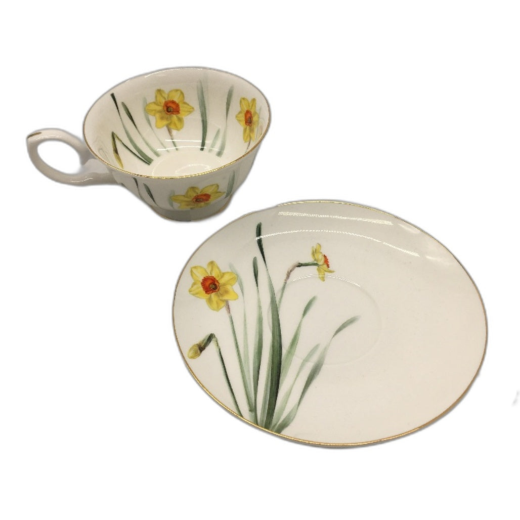 Ashdene Floral Symphony Daffodil Real Gold Rim Fine Bone China Tea Cup Set NEW