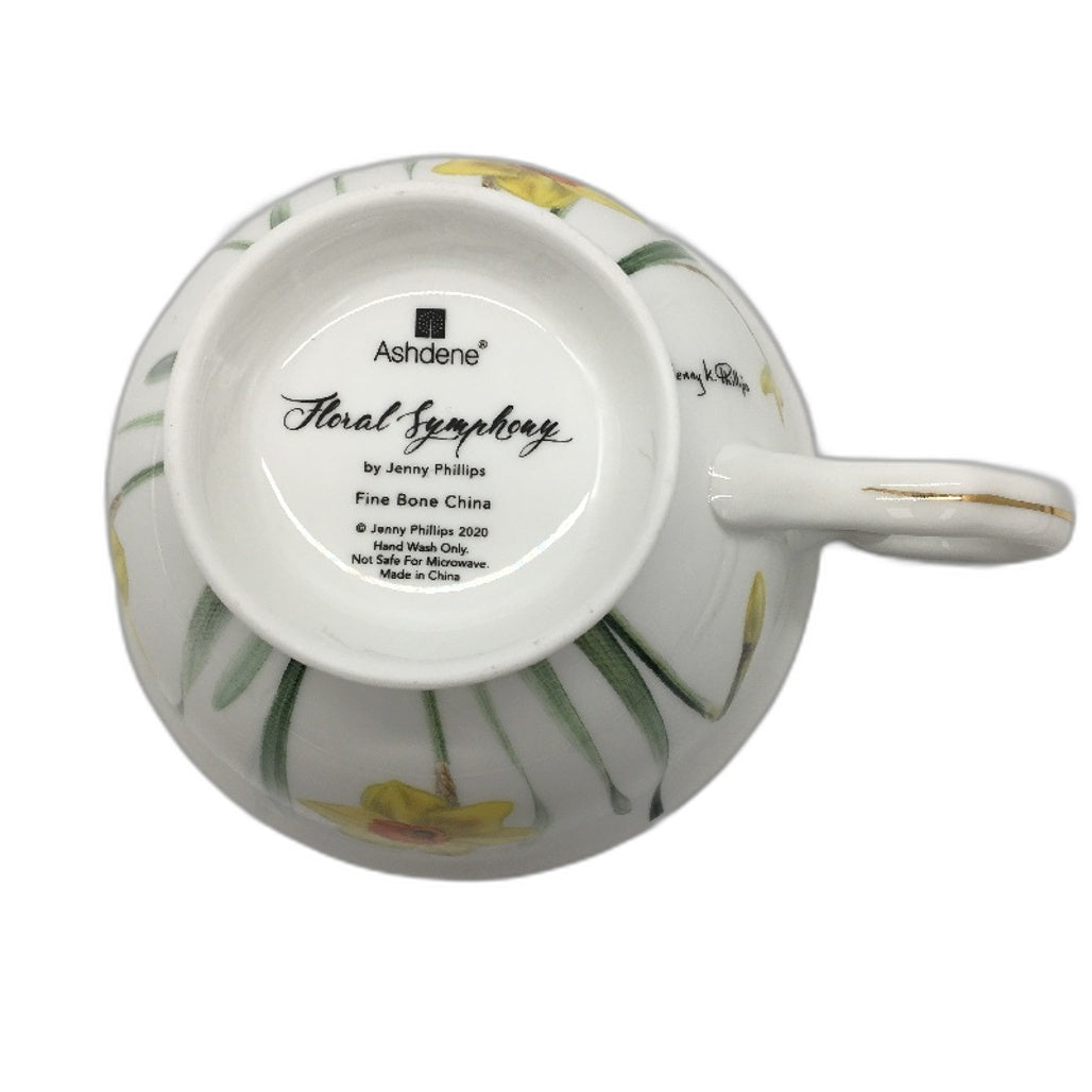 Ashdene Floral Symphony Daffodil Real Gold Rim Fine Bone China Tea Cup Set NEW