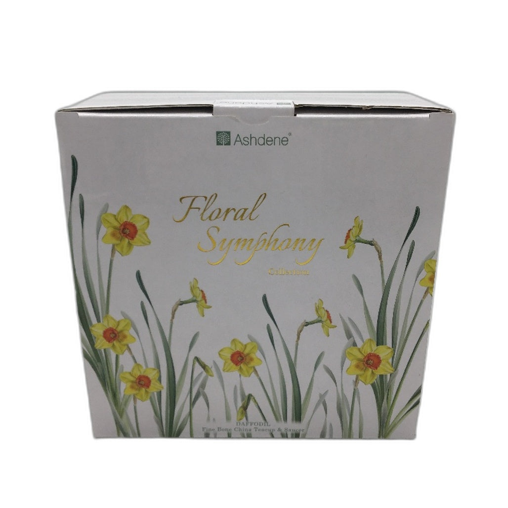 Ashdene Floral Symphony Daffodil Real Gold Rim Fine Bone China Tea Cup Set NEW