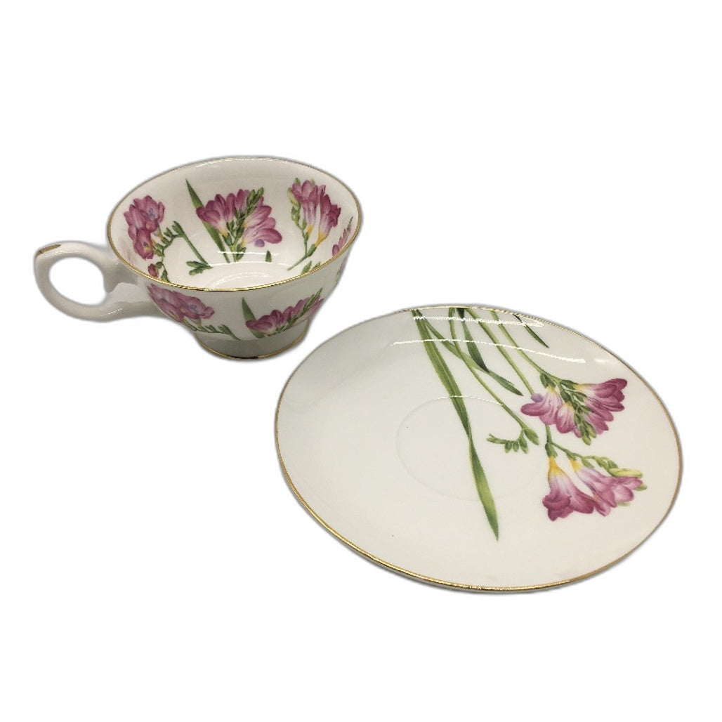 Ashdene Floral Symphony Freesia Real Gold Rim Fine Bone China Tea Cup Set NEW