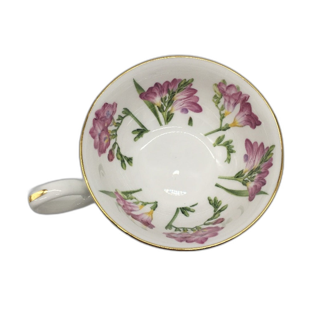 Ashdene Floral Symphony Freesia Real Gold Rim Fine Bone China Tea Cup Set NEW