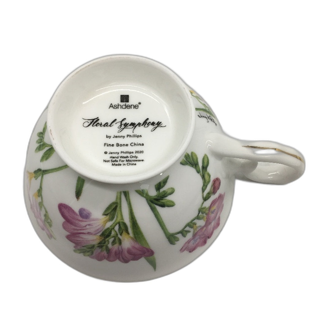 Ashdene Floral Symphony Freesia Real Gold Rim Fine Bone China Tea Cup Set NEW