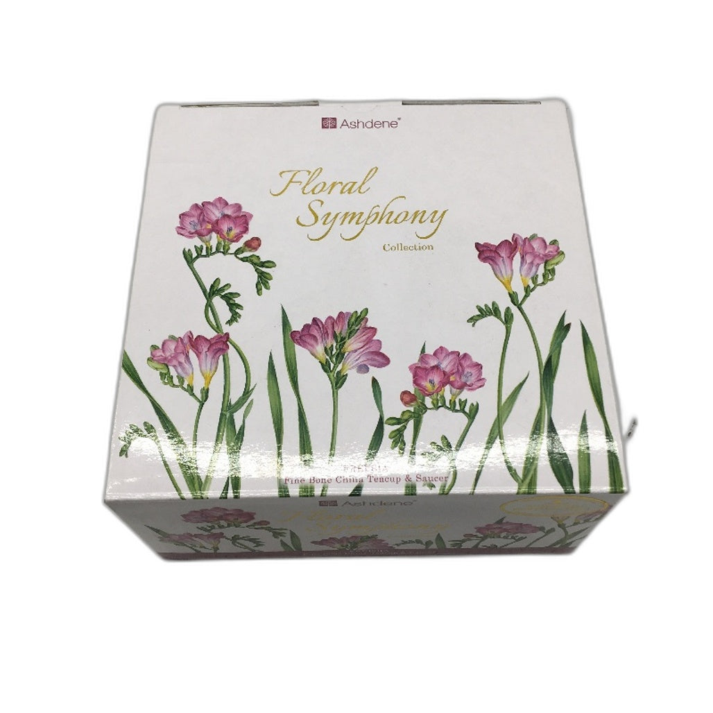 Ashdene Floral Symphony Freesia Real Gold Rim Fine Bone China Tea Cup Set NEW
