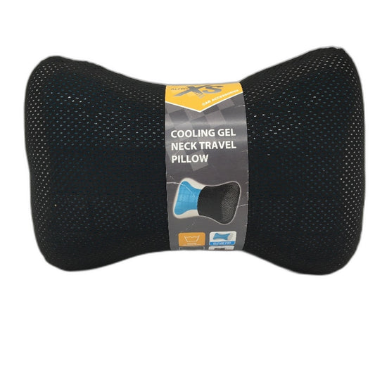 Auto XS Black Cooling Gel Neck Travel Pillow With Adjustable Strap NEW