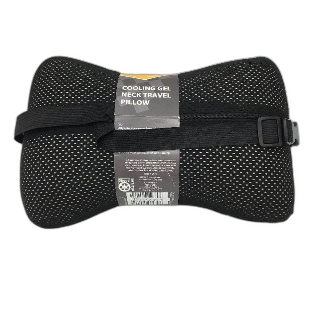 Auto XS Black Cooling Gel Neck Travel Pillow With Adjustable Strap NEW