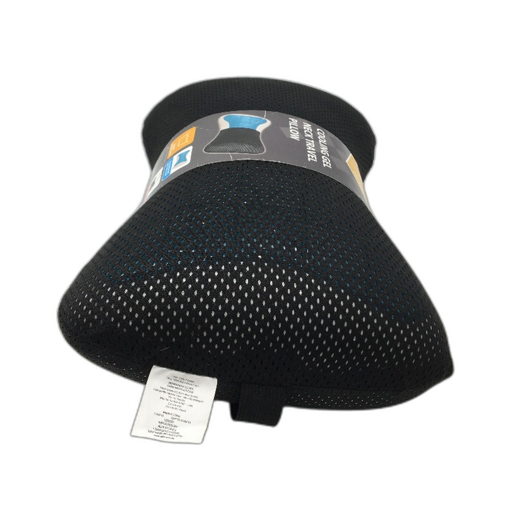Auto XS Black Cooling Gel Neck Travel Pillow With Adjustable Strap NEW