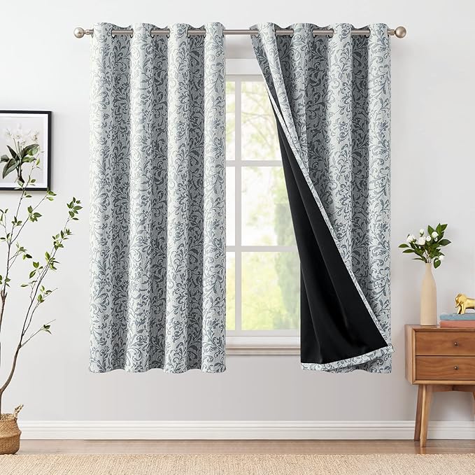 JINCHAN Floral Print 100% Blackout Window Curtain Blinds For Bedroom Living Room