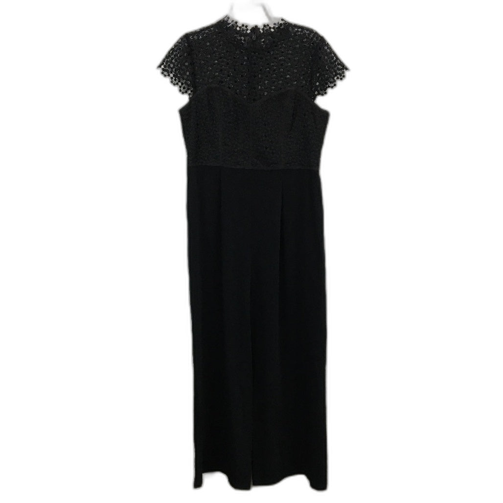 Ever New Black Embroidered Short Sleeve Wide Leg Jumpsuit Ladies Size AU 16 NEW