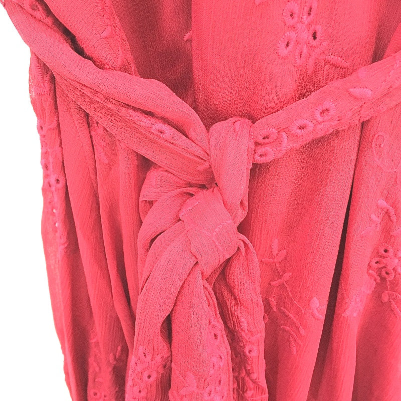 Ever New Red Short Puffy Sleeve Floral Belted Midi Dress Ladies Size AU 16 NEW