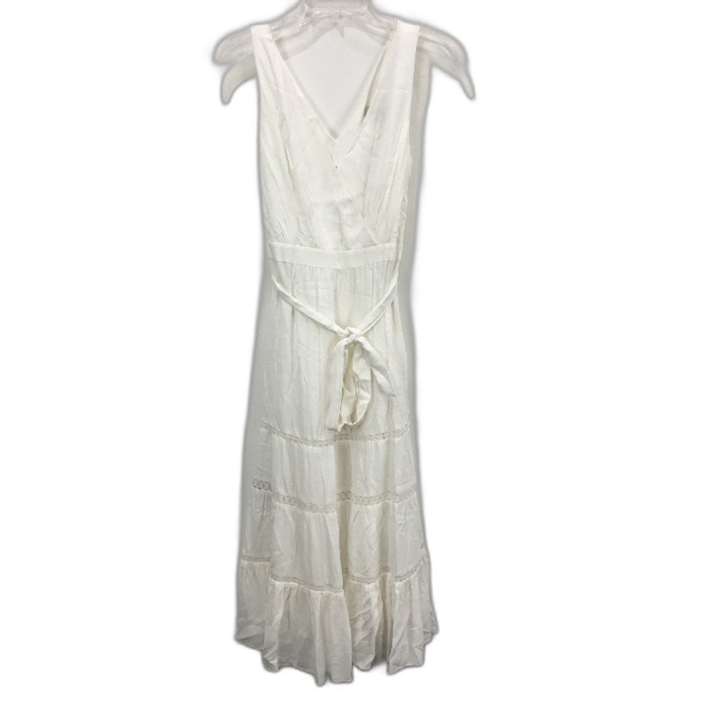 Forever New White V-Neck Belted Flowy Patterned Midi Dress Ladies Size AU 8 NEW