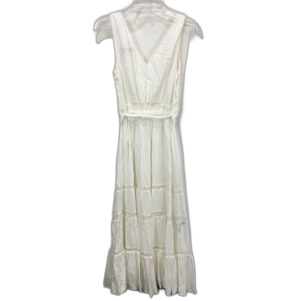 Forever New White V-Neck Belted Flowy Patterned Midi Dress Ladies Size AU 8 NEW