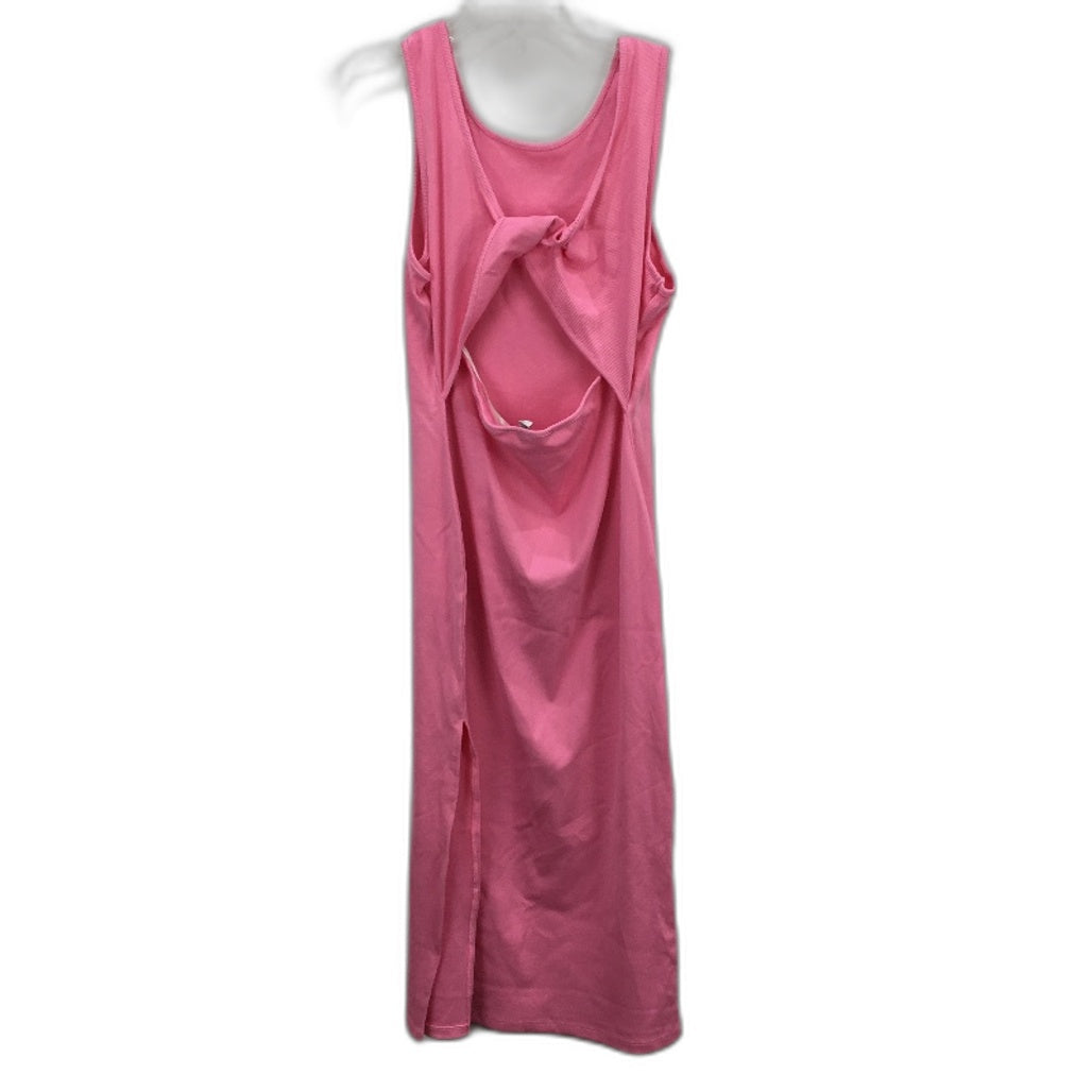 Forever New Pink Twisted Open Back Ribbed Stretch Midi Dress Ladies Sz AU 16 NEW