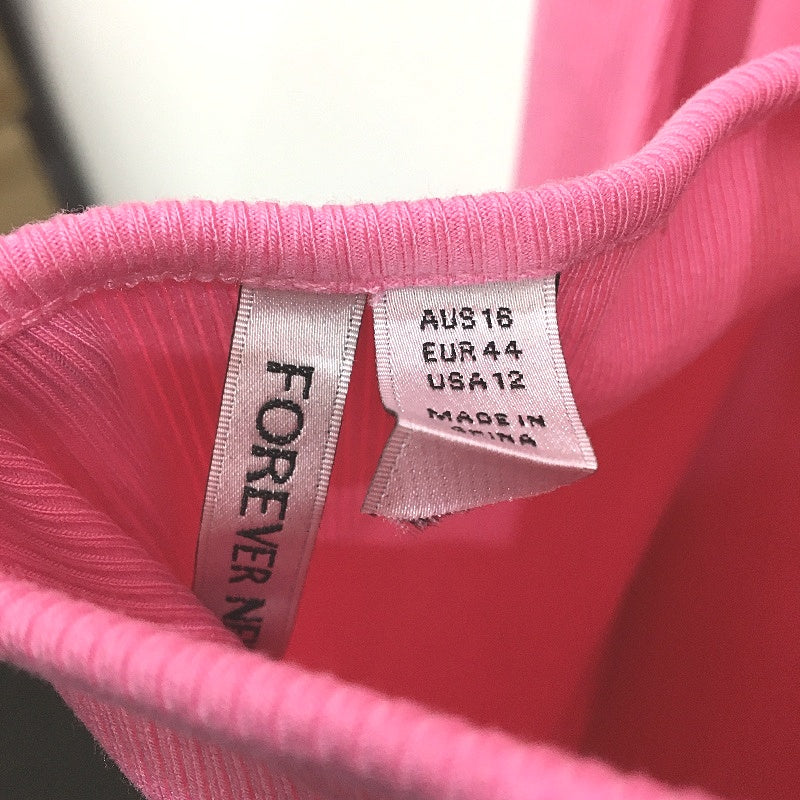Forever New Pink Twisted Open Back Ribbed Stretch Midi Dress Ladies Sz AU 16 NEW