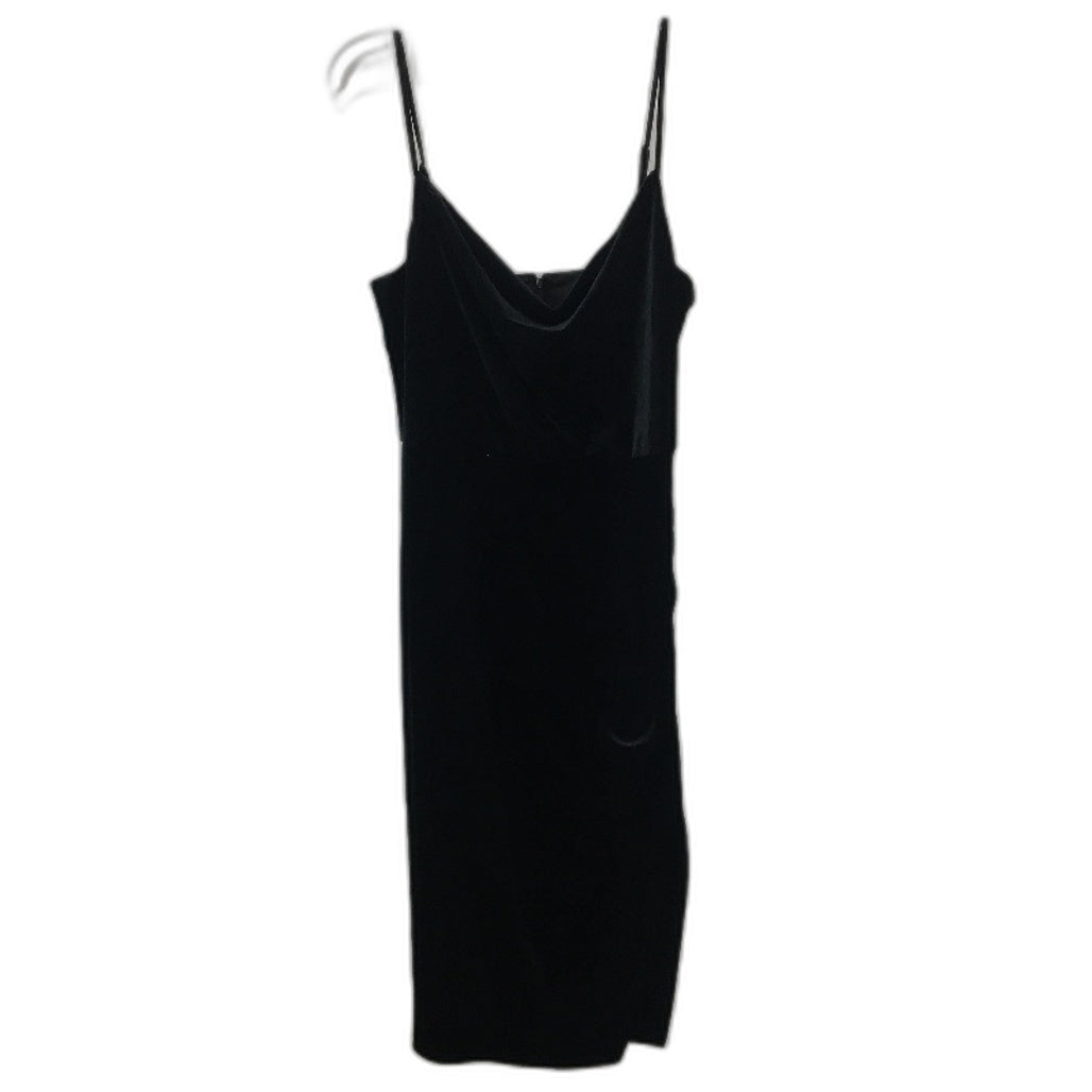 Forever New Black Velvet Ruched Waist Zip-Back Midi Dress Ladies Size AU S/M NEW
