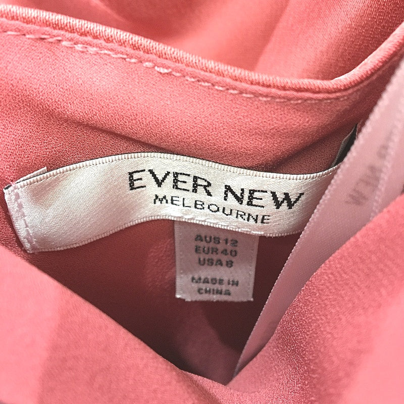 Ever New Rose Pink Cross Back Strap Satin Flowy Midi Dress Ladies Size AU 12 NEW