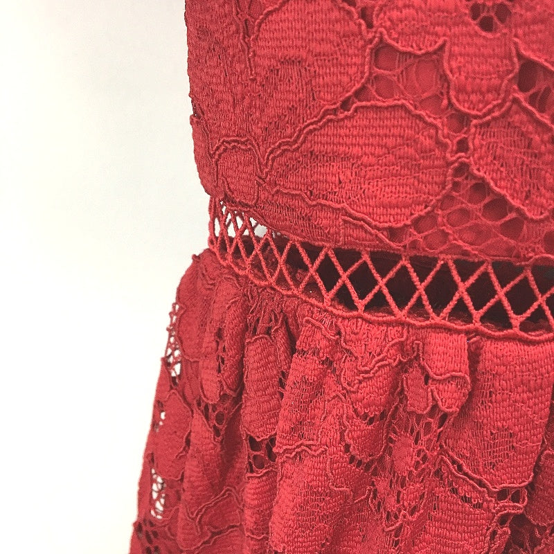 Ever New Red Floral Mesh Lining Short Sleeve Midi Dress Ladies Size AU 8 NEW