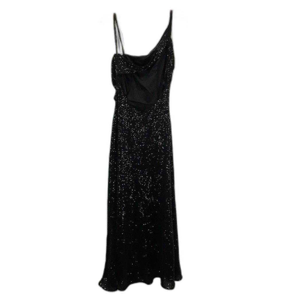 Forever New Black One-Shoulder Sequin Open-Back Maxi Dress Ladies Size AU 12 NEW