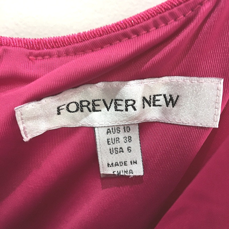 Forever New Pink Sparkly Knot Stretchy Bodycon Midi Dress Ladies Size AU 10 NEW