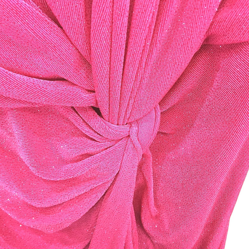 Forever New Pink Sparkly Knot Stretchy Bodycon Midi Dress Ladies Size AU 10 NEW