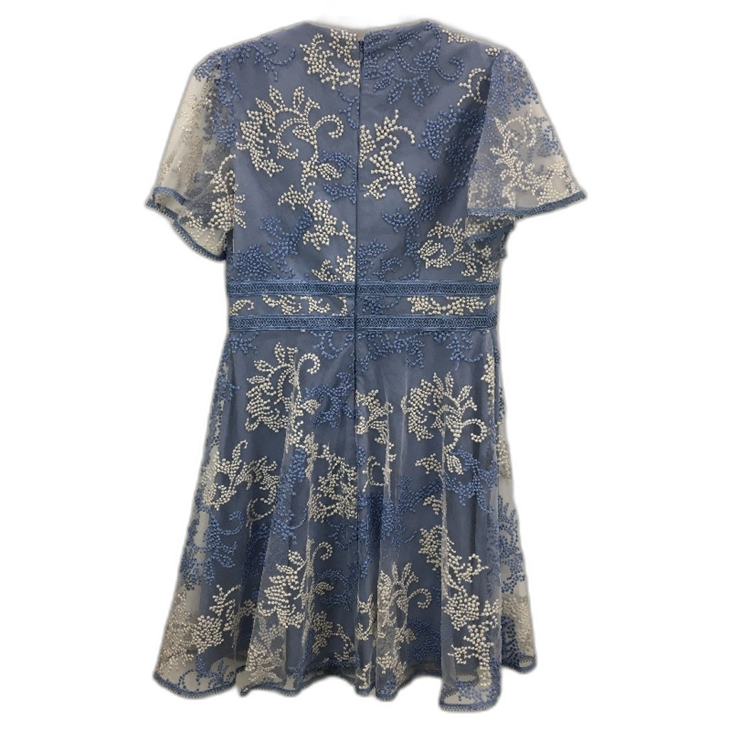 Ever New Blue & White Patterned Floral Short Sleeve Mini Dress Ladies Size AU 12
