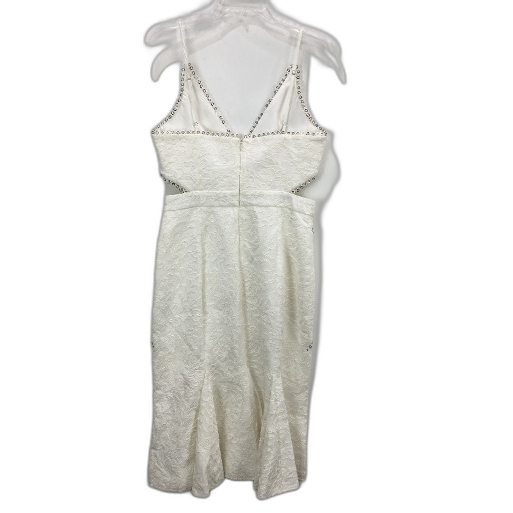 Forever New White Cut-Out Waist Floral Patterned Midi Dress Ladies Size S/M NEW