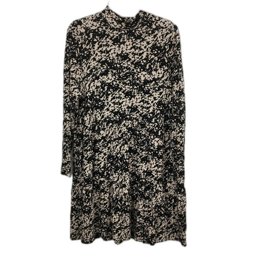 Mini Dress Black & Beige Patterned Stretchy Long Sleeve Ladies Size S/M NEW