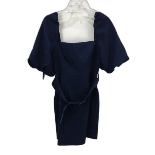 Ever New Navy Belted Square Neck Short Puffy Sleeve Mini Dress Ladies Size AU 12