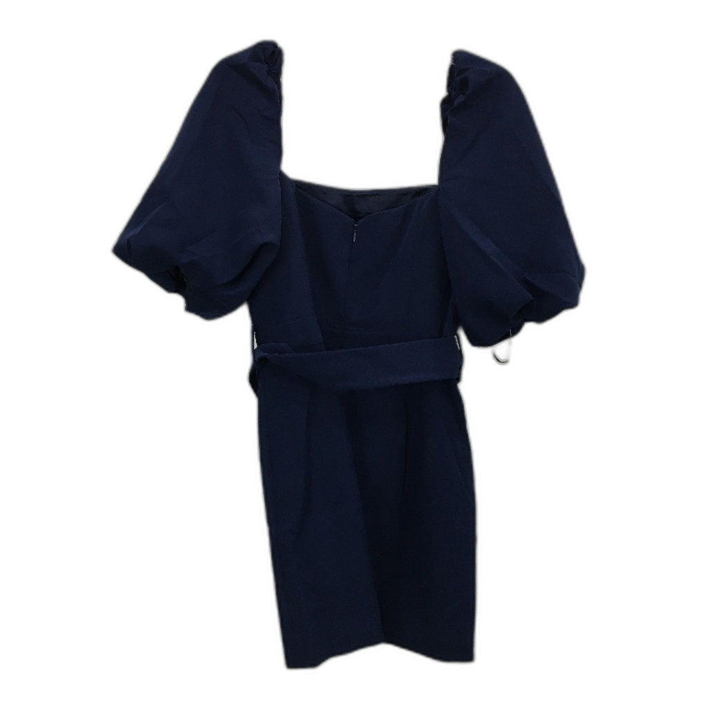 Ever New Navy Belted Square Neck Short Puffy Sleeve Mini Dress Ladies Size AU 12
