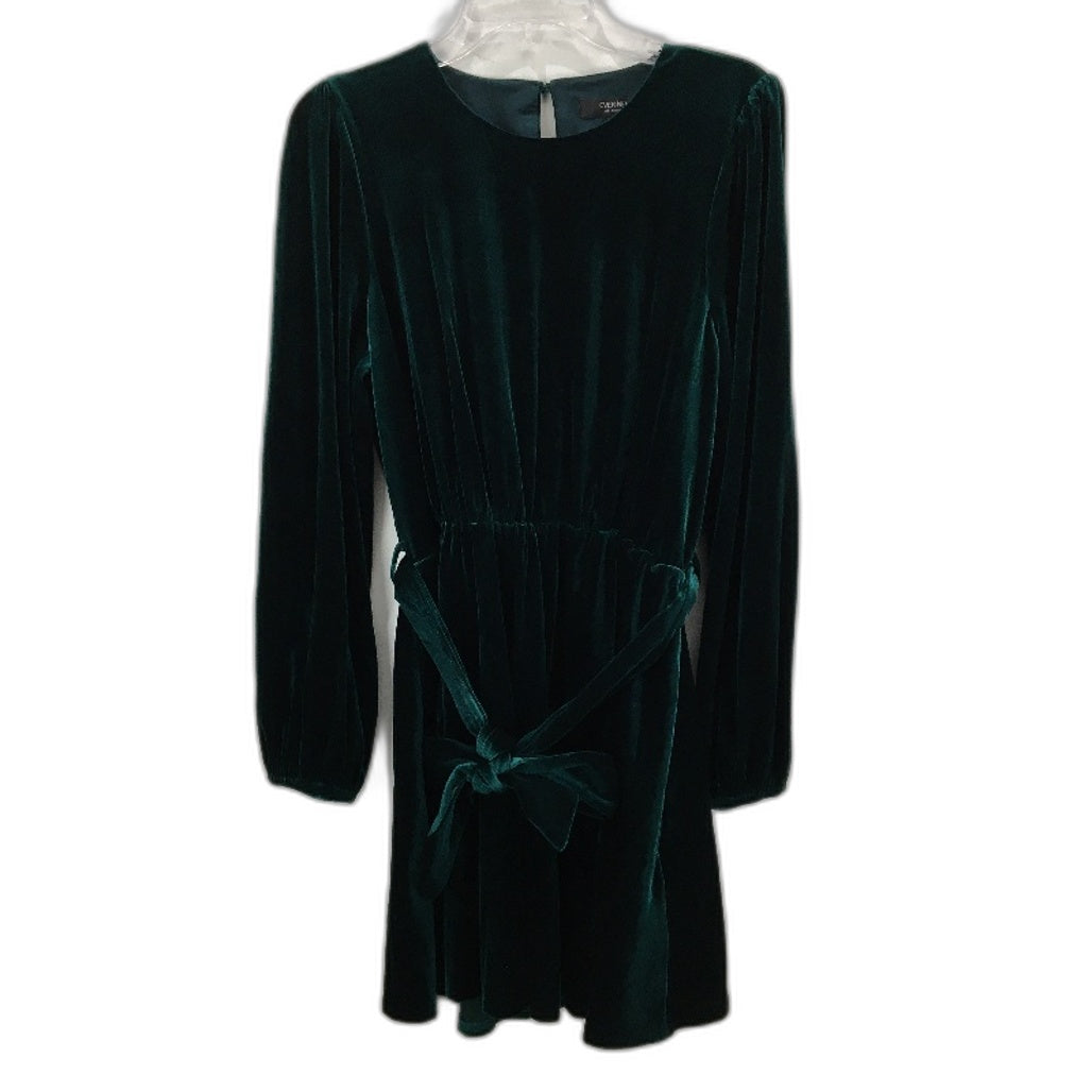 Ever New Green Velvet Long Sleeve Soft Belted Mini Dress Ladies Size AU 14 NEW