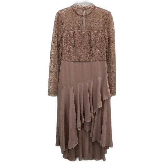 Forever New Brown Layered Flowy Long Sleeve Patterned Midi Dress Ladies Sz AU 10