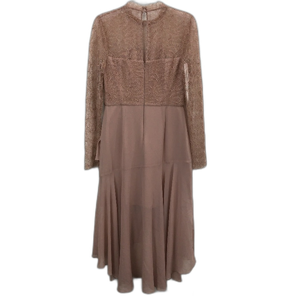 Forever New Brown Layered Flowy Long Sleeve Patterned Midi Dress Ladies Sz AU 10
