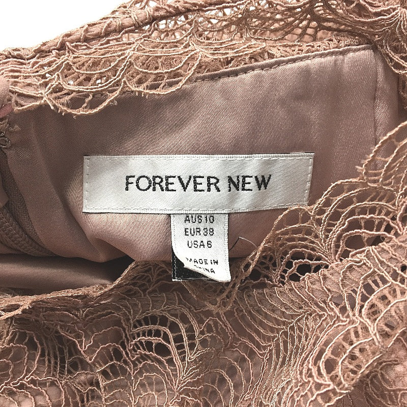 Forever New Brown Layered Flowy Long Sleeve Patterned Midi Dress Ladies Sz AU 10