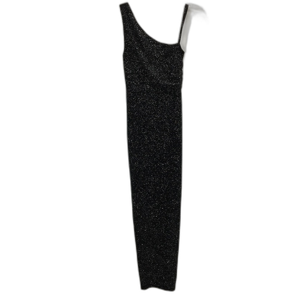 Forever New Black Sparkly One-Shoulder Bodycon Midi Dress Ladies Size AU 6 NEW
