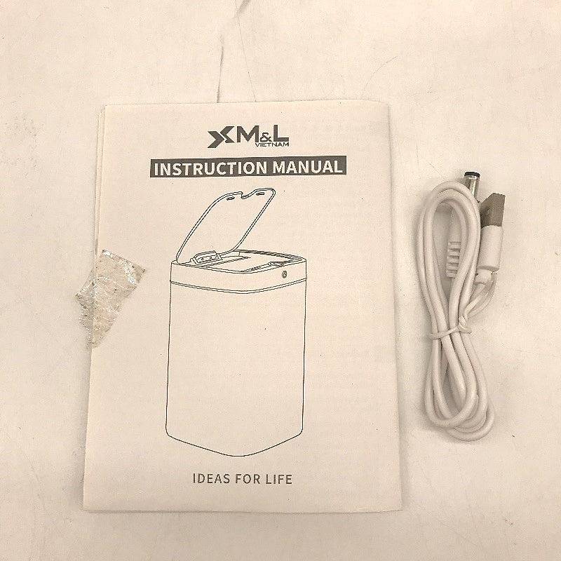BNX 18L Smart Touch Sensor Trash Bin Battery and Battery Charging in White NEW