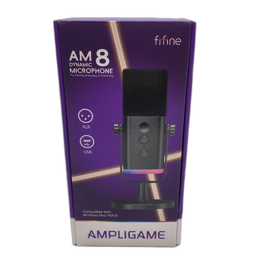 Fifine AM8 Dynamic XLR and USB Microphone with RGB and Function Keys DEMO