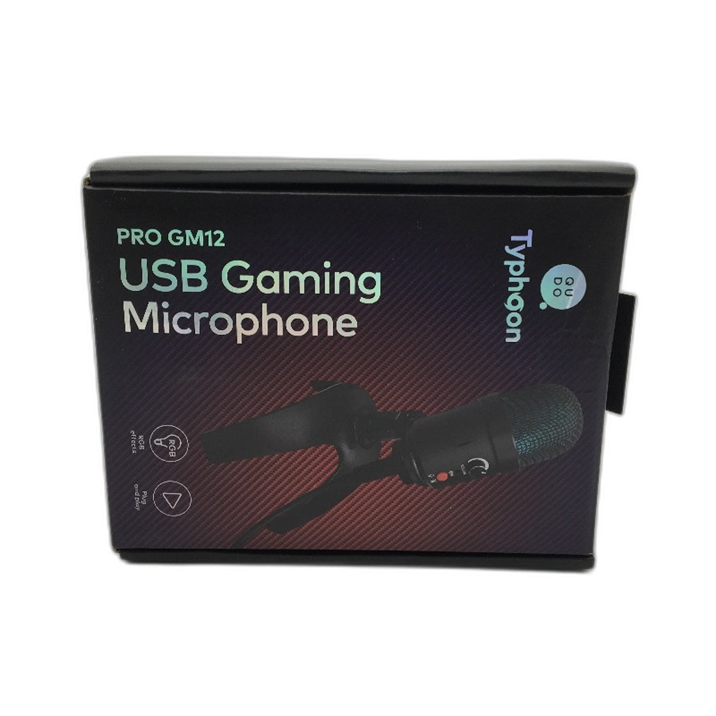 Qudo Typhoon Pro GM12 USB Gaming Microphone RGB Dual Mic Plug & Play NEW