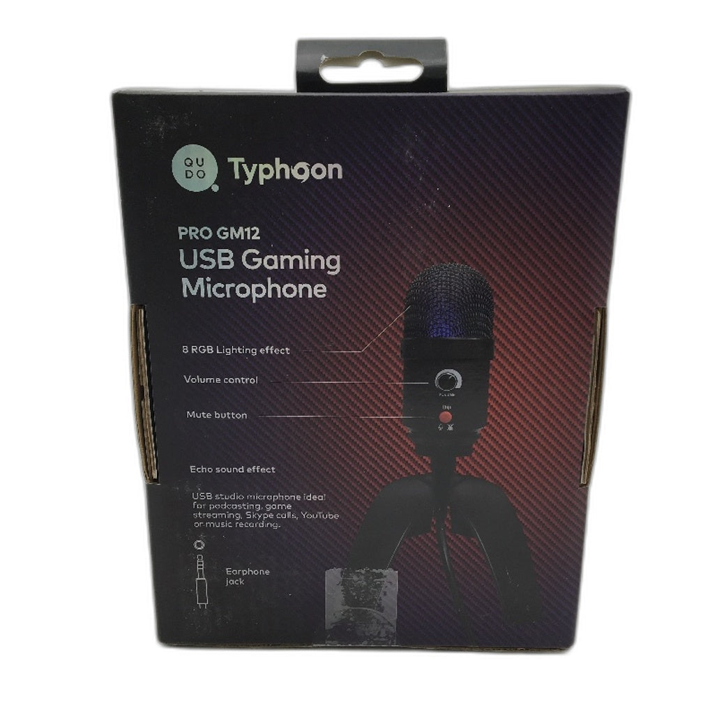 Qudo Typhoon Pro GM12 USB Gaming Microphone RGB Dual Mic Plug & Play NEW