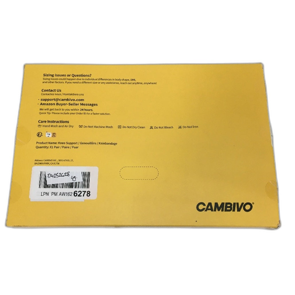 CAMBIVO 2 Pack Anti-Slip Sports Knee Compression Brace Support Size Large NEW