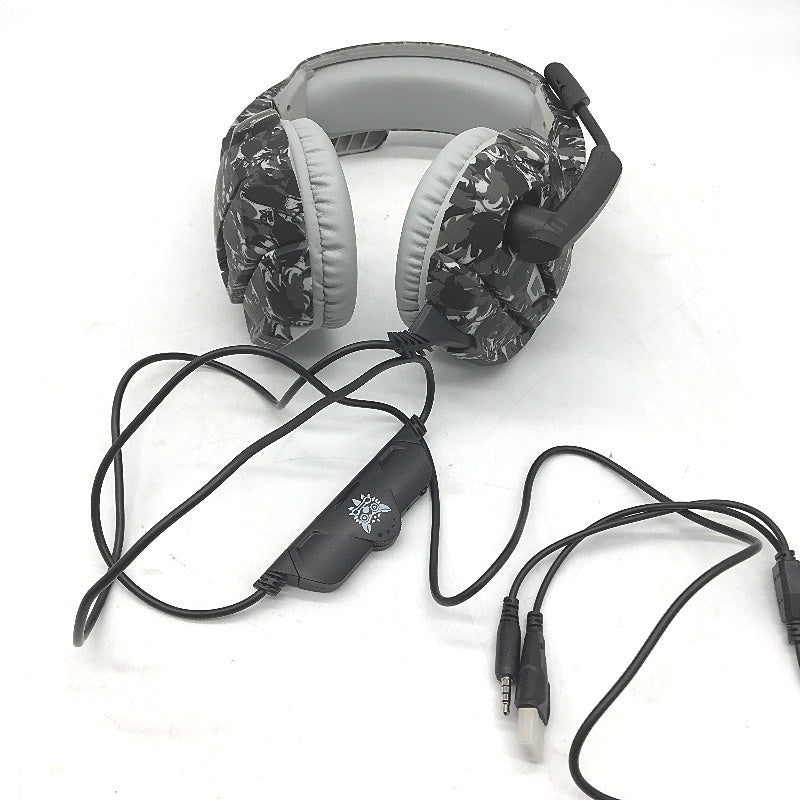 K5 Professional Gaming Headset Dynamic Driver Padded Grey Camo Headband NEW