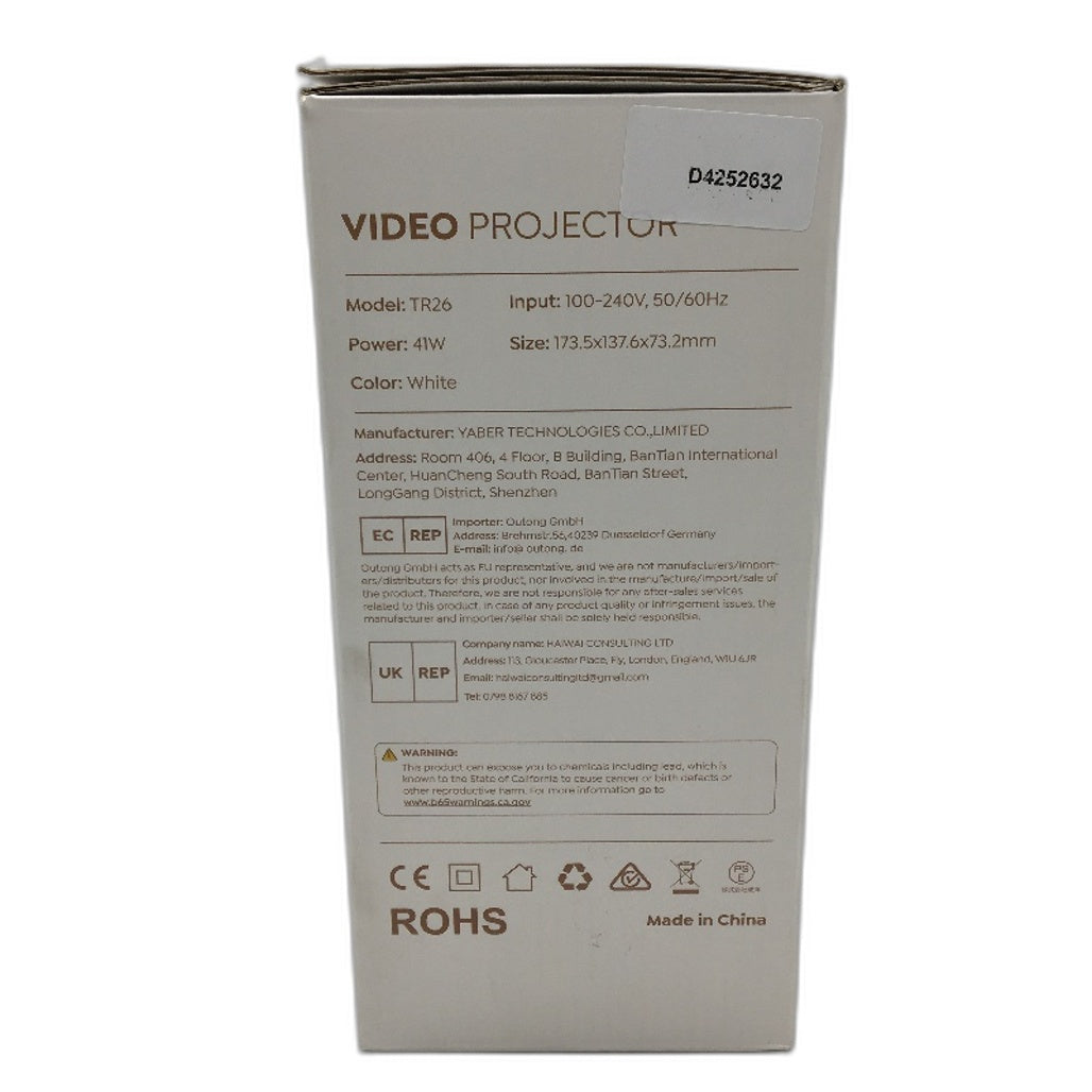 TOPTRO Portable Video Projector TR26 1080P 5G WiFi HiFi Sound 41W NEW