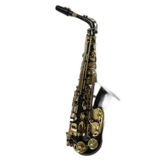 Eb Alto Saxaphone Black & Gold Floral Design With Accessories & Carry Case