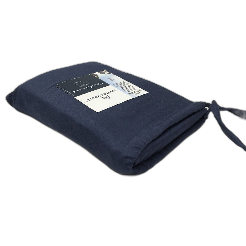 Kirkton House 2 Piece Navy Blue 400TC Cotton Cloud Pillowcases NEW