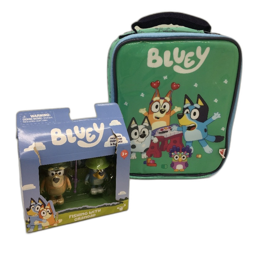 Zak Bluey & Friends Teal Green Bluey Insulated Lunch Box & Figurine Set NEW