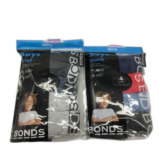 Bonds 9Pce Cotton Briefs Black Trunks Multicolour Underwear Boys Size 4-6 NEW