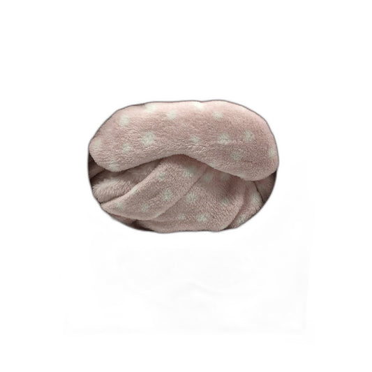 Serra Pink Tone White Dotted Soft Plush Robe & Eye Mask Set Ladies Size M NEW