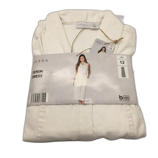 Serra White Button Up Tie Waist Longline Denim Dress Ladies Size 12 NEW
