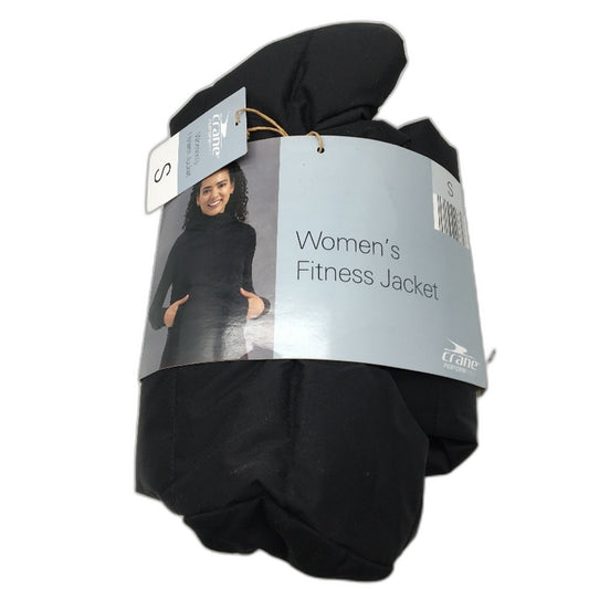 Crane Black Zip Up Fitness Lieghtweight Slim Fit Jacket Ladies Size S NEW